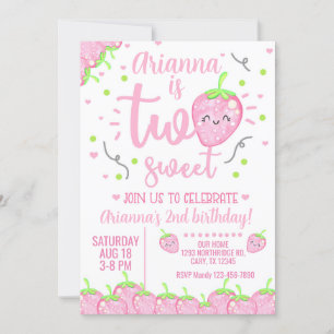 Fille fraise invitation de 2e anniversaire, Two Sw