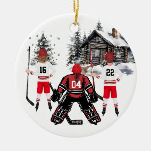 fille gardienne garçon et fille ornement de hockey