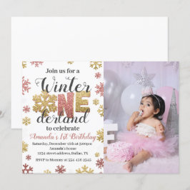 Fille Hiver Onederland Anniversaire Invitation Pho