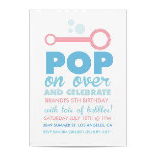 (Fille) Invitation de la fête de bulle