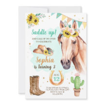 Fille Invitation Fille Cheval Fleurs de soleil Ble