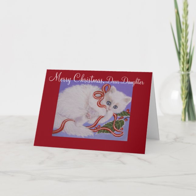 Fille, Kitten, Carte de Noël (Devant)