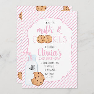 Fille Lait et biscuits rose Invitation d'anniversa
