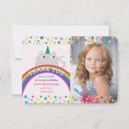 Fille Licorne Arc-en-Ciel Photo Anniversaire Merci