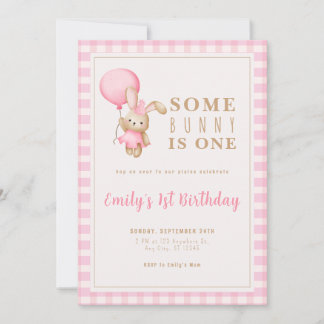 Fille modifiable 1er anniversaire rose Invitation