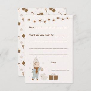 Fille Noël Merci note, remplir la carte