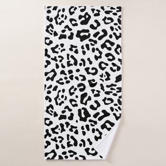 Fille noir et blanc tache léopard (Serviette de bain)