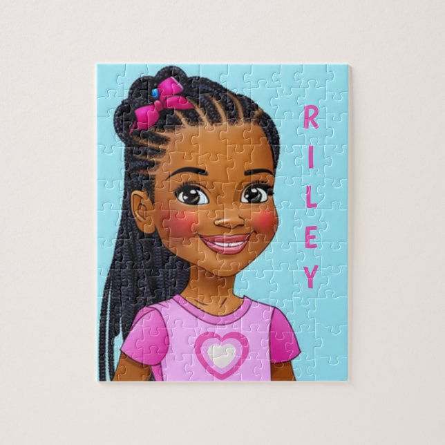 Fille noire avec tresses Puzzle personnalisé (Vertical)