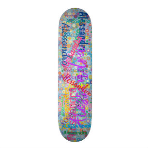 Fille Nom Collage Skateboard avec Fleurs