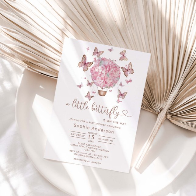 Fille papillon rose Floral Invitation Baby shower (Créateur téléchargé)