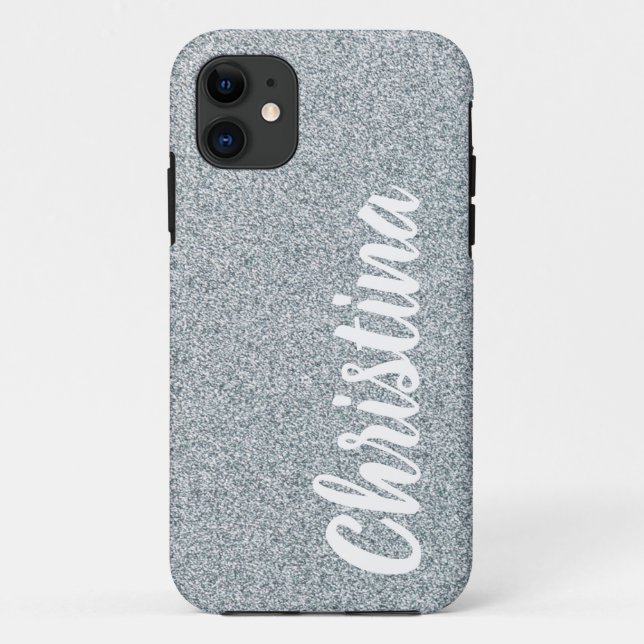 Fille Parties scintillant Argent Nom Coque personn (Dos)
