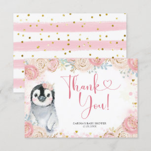 Fille Penguin Hiver Flocon de neige Carte de remer