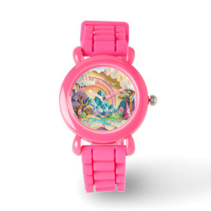 Fille personnalisée Montre arc-en-ciel Nature Nom