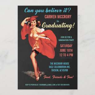 Fille Pin- vintage des invitations   d'obtention