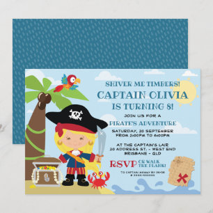 Fille Pirate Fête Invitations Anniversaire