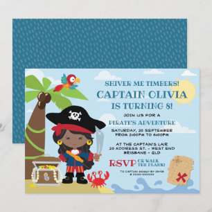 Fille Pirate Fête Invitations Anniversaire