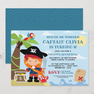 Fille Pirate Fête Invitations Anniversaire