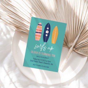 Fille Planche de Surf Surfs Up Invitation fête d'a