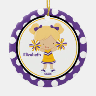 Fille Pom-Pom Girl Ornement de Noël Violet Or