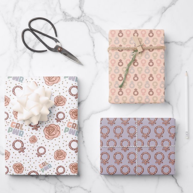 Fille Power Papier à envelopper pour la Journée de (Recto)