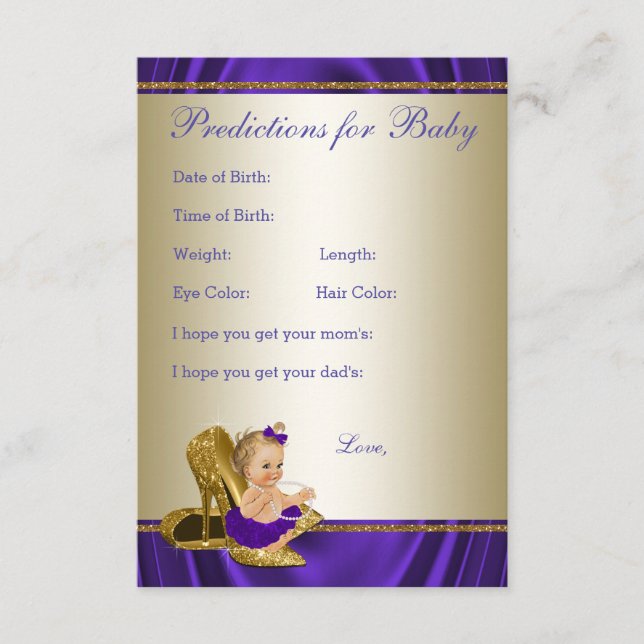 Fille Prédictions et cartes de conseil Baby shower (Devant)