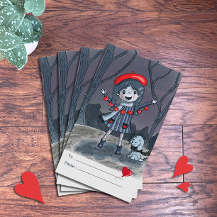 Fille   Red Garland Classroom Valentine's Day Card