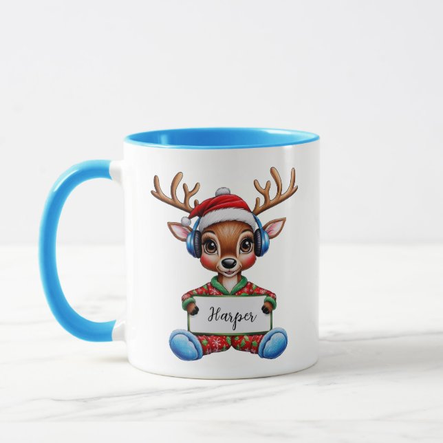 Fille Reindeer Christmas Mug (Gauche)