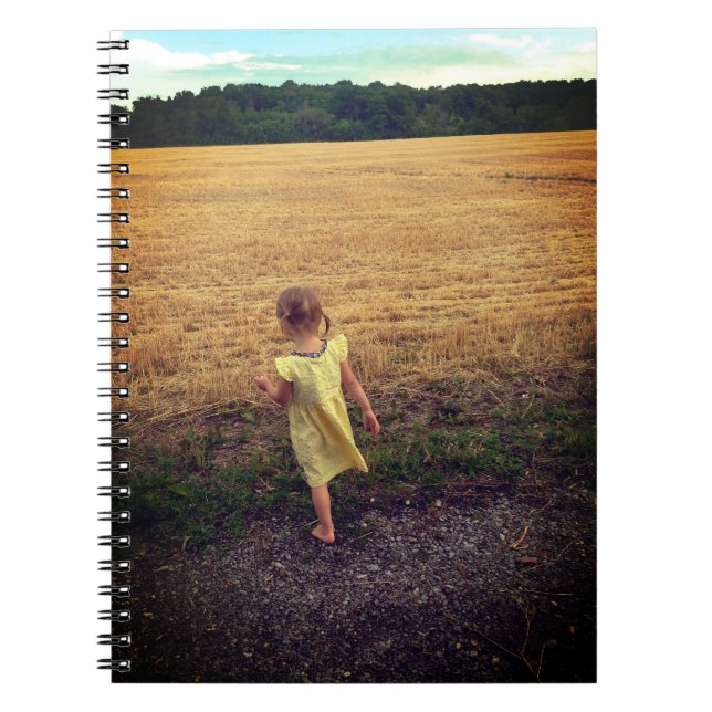 Fille, Robe Jaune, Carnet Spiral De Champ D'Or (Devant)