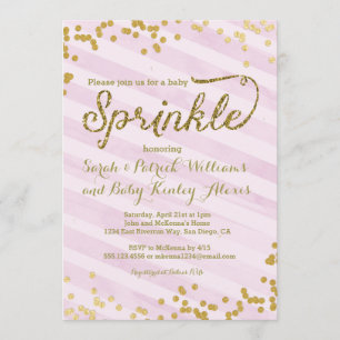 Fille rose Bébé Saupoudrer Douche Invitation