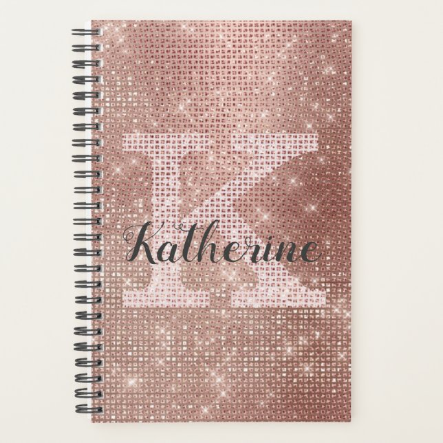 Fille Rose Gold Diamond Glam Sparkle Monogramme No (Devant)