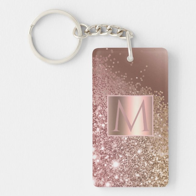 Fille Rose Gold Parties scintillant Nom Monogramme (Devant)