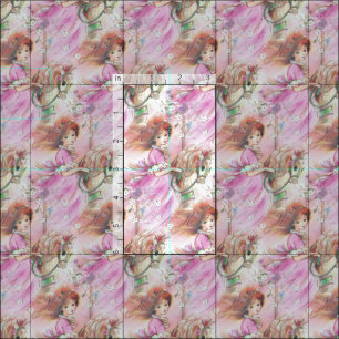 Fille rose vintage sur le tissu de cheval