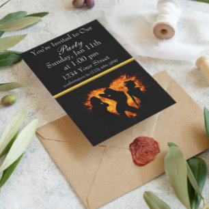 Fille silhouette invitation de feu avec feuille d'