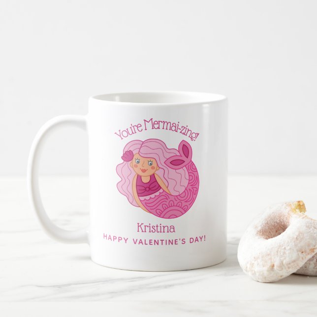 Fille Sirène Rose Mug (Avec donut)