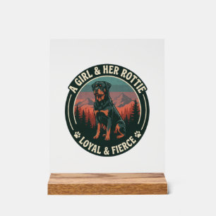 Fille Son Rottie Loyal Féroce Chien Rottweiler Mon