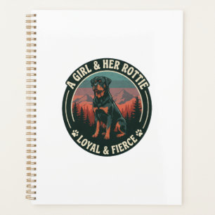 Fille Son Rottie Loyal Féroce Chien Rottweiler Mon