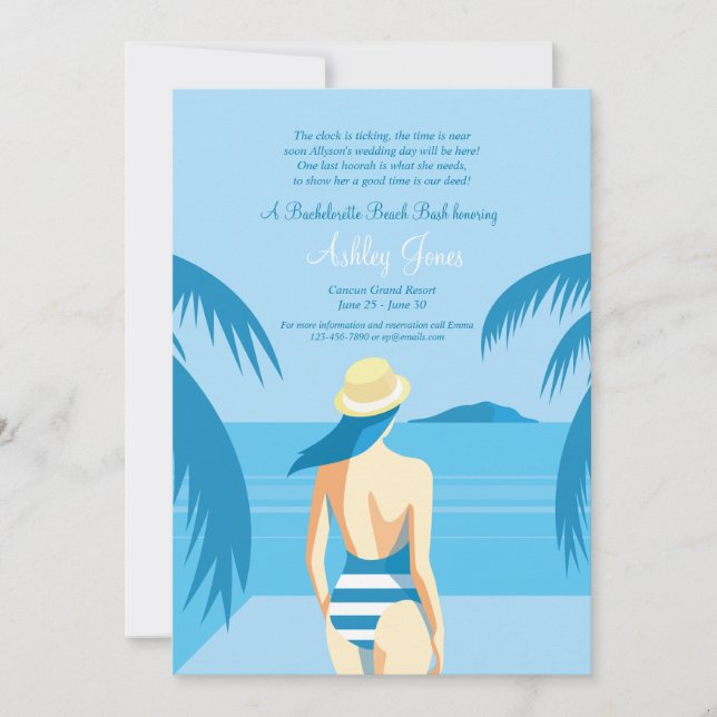 Fille Sur La Plage Invitation (Devant)