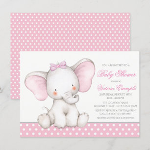 Fille Sweet Elephant Baby Shower Invitations