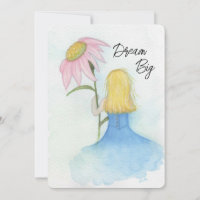 Fille tenant une fleur géante "Dream Big" Cartes à