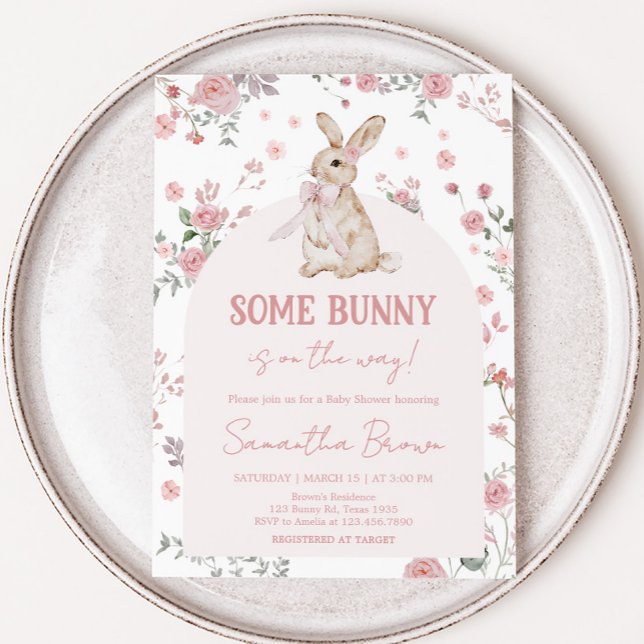 Fille Un Baby shower De Lapin Invitation (Pink Somebunny Baby Shower Invitation)