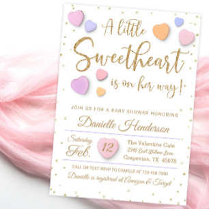 Fille Valentine Coeur Bébé Douche Invitations