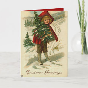 Fille victorienne de carte de Noël petite