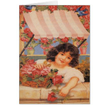 Fille victorienne vendant des fleurs