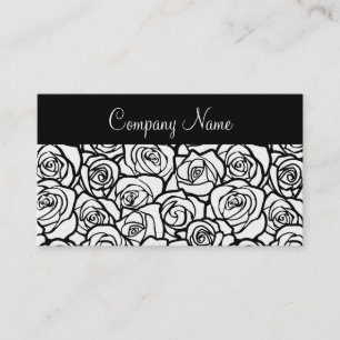Fille Vintage noir et blanc roses Carte de visite