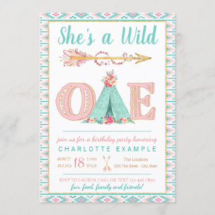 Fille Wild Un Anniversaire Fête Invitation