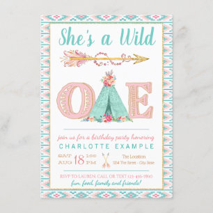 Fille Wild Un Anniversaire Fête Invitation