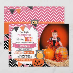 Filles 1er anniversaire Halloween Invitation d'ann