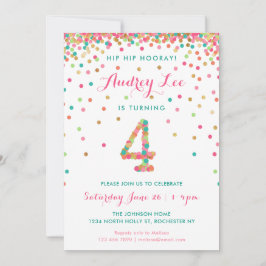 Filles 4e anniversaire Invitation fête d'anniversa