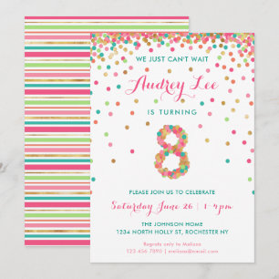 Filles 8e anniversaire Invitation fête d'anniversa