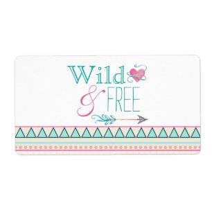Filles Baby shower tribal Étiquettes de bouteille 